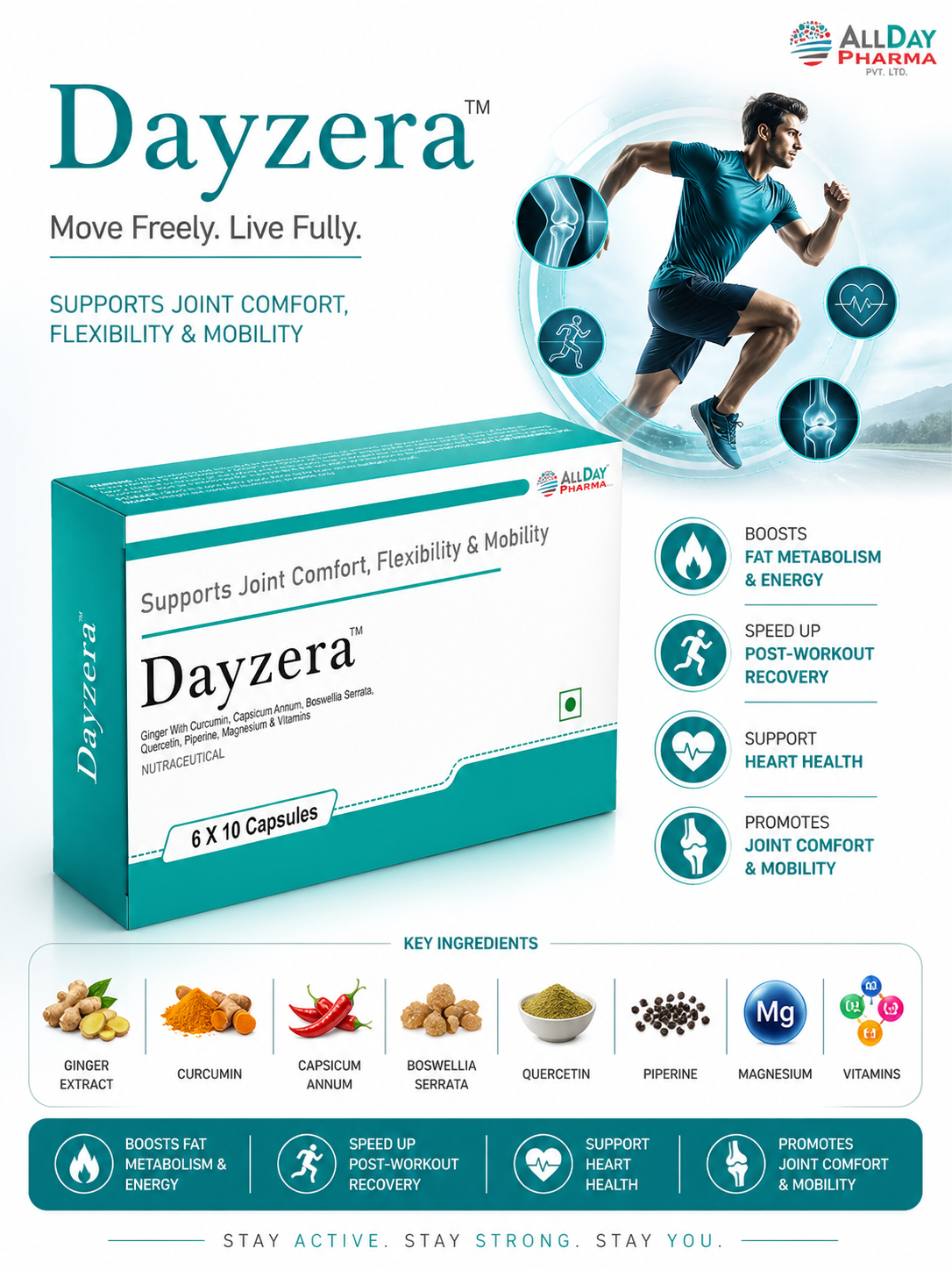 AllDay Pharma Dayzera | Advanced Support for Joint Comfort, Flexibility, and Recovery (60 Capsules) - Image 3