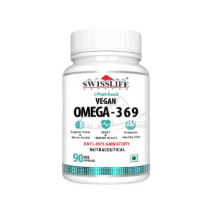 Swisslife Forever Premium Omega 3 6 9 Vegan Supplement | Plant-based | Algal Oil | Natural Nutrition Supplement for Optimal Muscle, Eye, Hair, Skin, Bone and Heart Health for Men & Women - 90 Veg Capsules