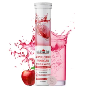 Swisslife Forever Apple Cider Vinegar Effervescent Tablets with Vitamin B6 & B12 | 750 mg | Plant-Based | Supports Digestion & Metabolism | Watermelon Flavour | 15 Tablets