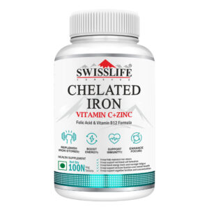 Chelated Iron Tablets | Iron, Vitamin C, Zinc, Folic Acid & Vitamin B12 Formula for Anemia Support, Energy, Immunity and Overall Health for Men & Women | 100 Tablets