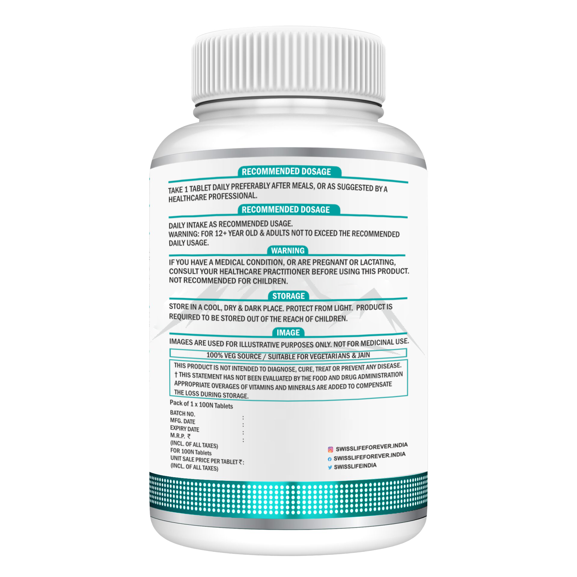 SwissLife Forever Chelated Iron Tablets | Iron, Vitamin C, Zinc, Folic Acid & Vitamin B12 Formula for Anemia Support, Energy, Immunity, and Overall Health for Men & Women | 100 Tablets - Image 2