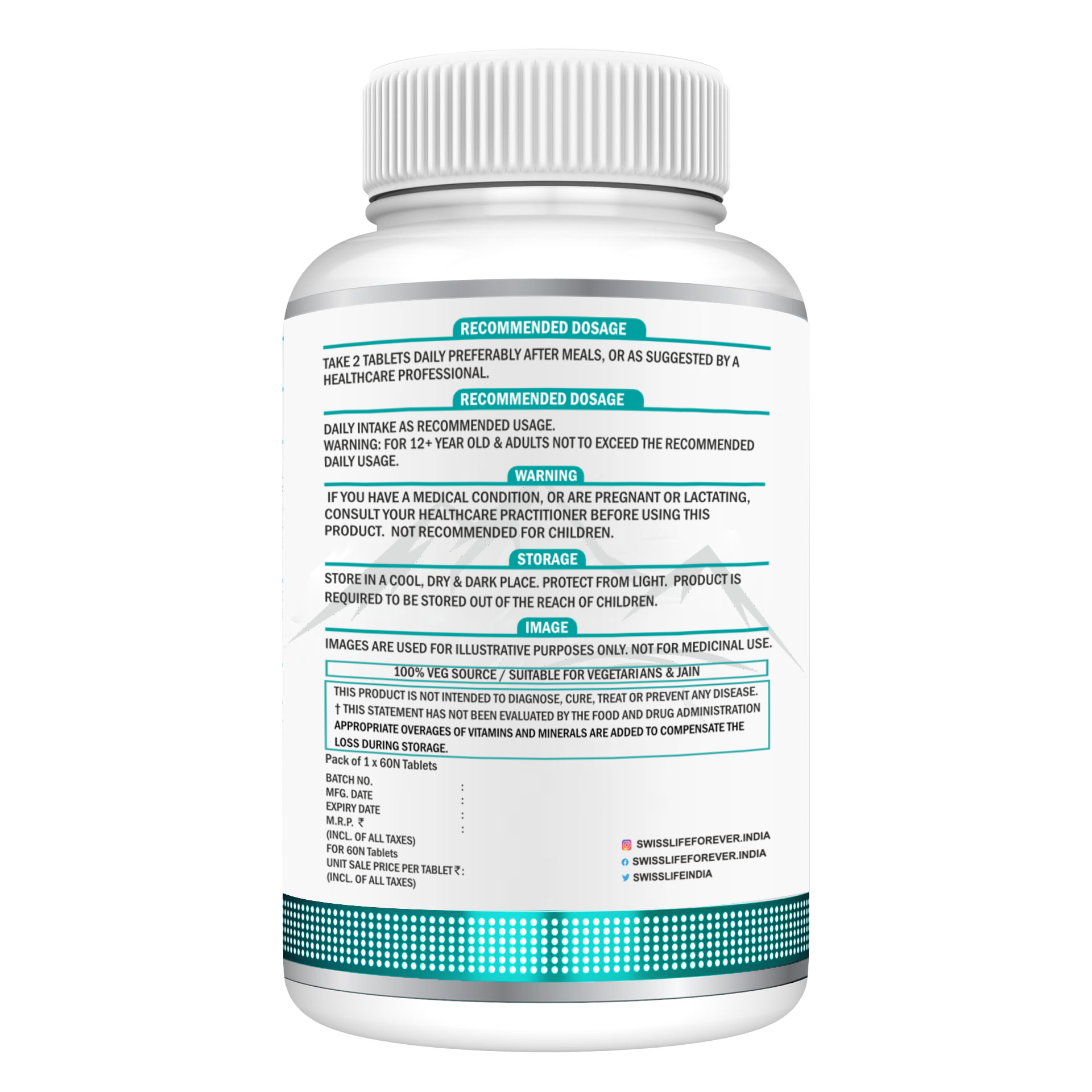 SwissLife Forever L-Carnitine Tartrate 2000mg | May promote cardiovascular health | Health Endurance & Performance Support | 60 Tablets - Image 2