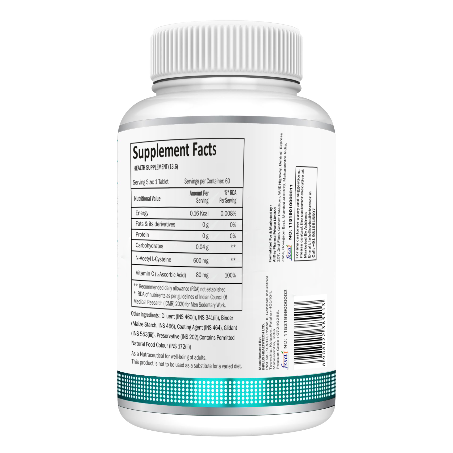 SwissLife Forever N-Acetyl L-Cysteine (NAC) 600mg | Antioxidant & Lung Support Formula for Immunity, Liver Health, and Cellular Protection | 60 Tablets - Image 3