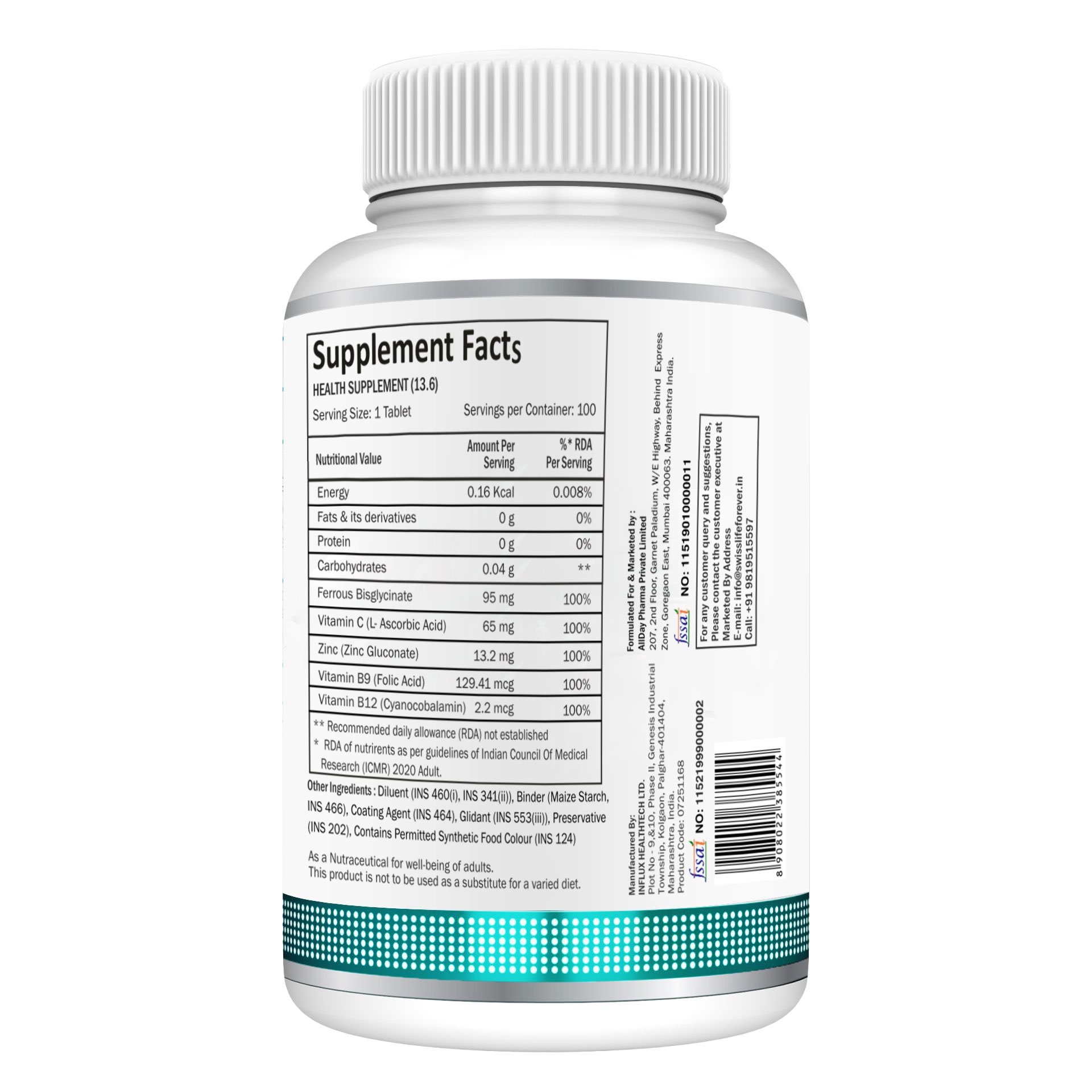 SwissLife Forever Chelated Iron Tablets | Iron, Vitamin C, Zinc, Folic Acid & Vitamin B12 Formula for Anemia Support, Energy, Immunity, and Overall Health for Men & Women | 100 Tablets - Image 3