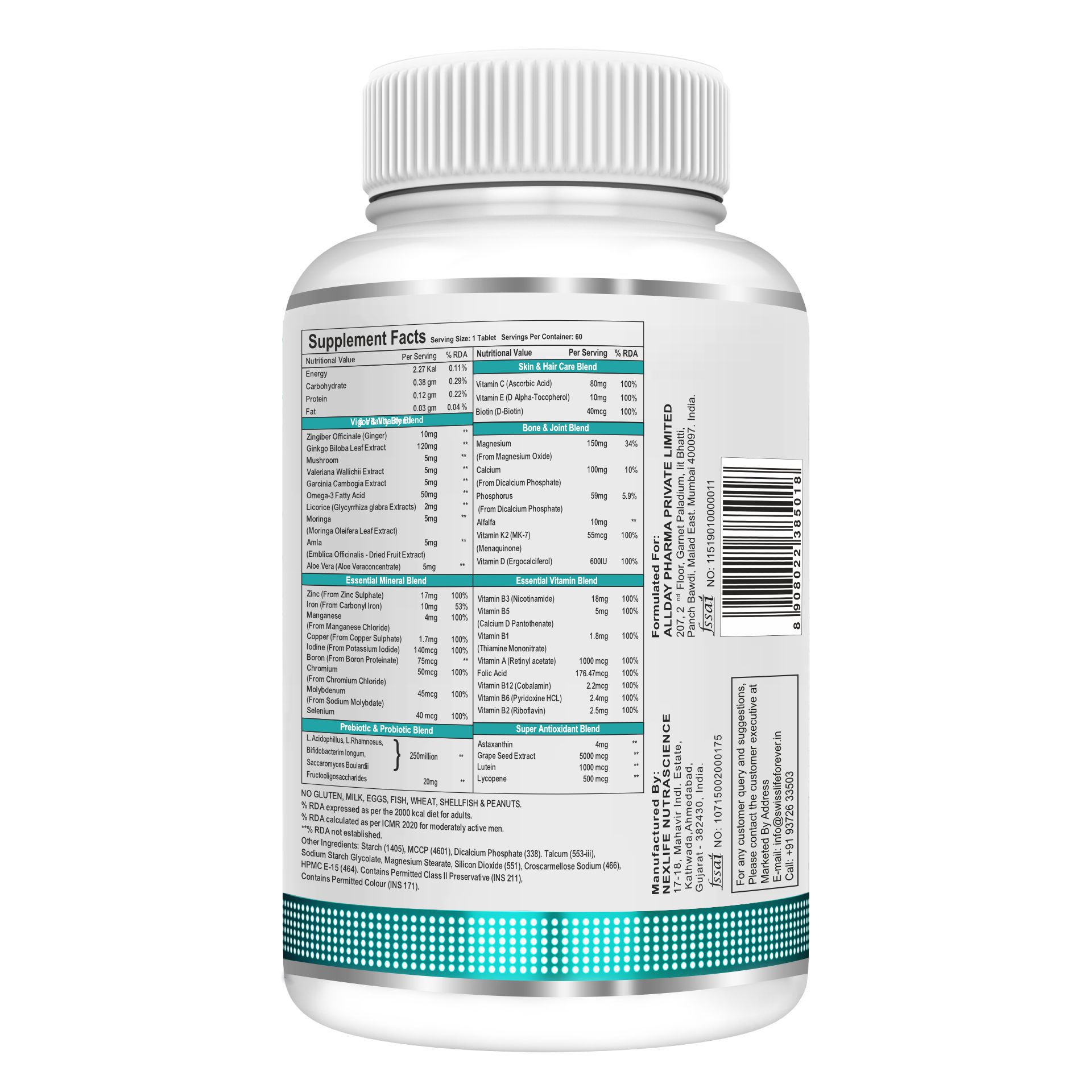 SwissLife Forever Multivitamin with Probiotics | 45 Ingredients with Vitamins A, B Complex, C, D, E, Zinc, Biotin, Minerals & Giloy | For Men & Women | 60 Tablets - Image 3