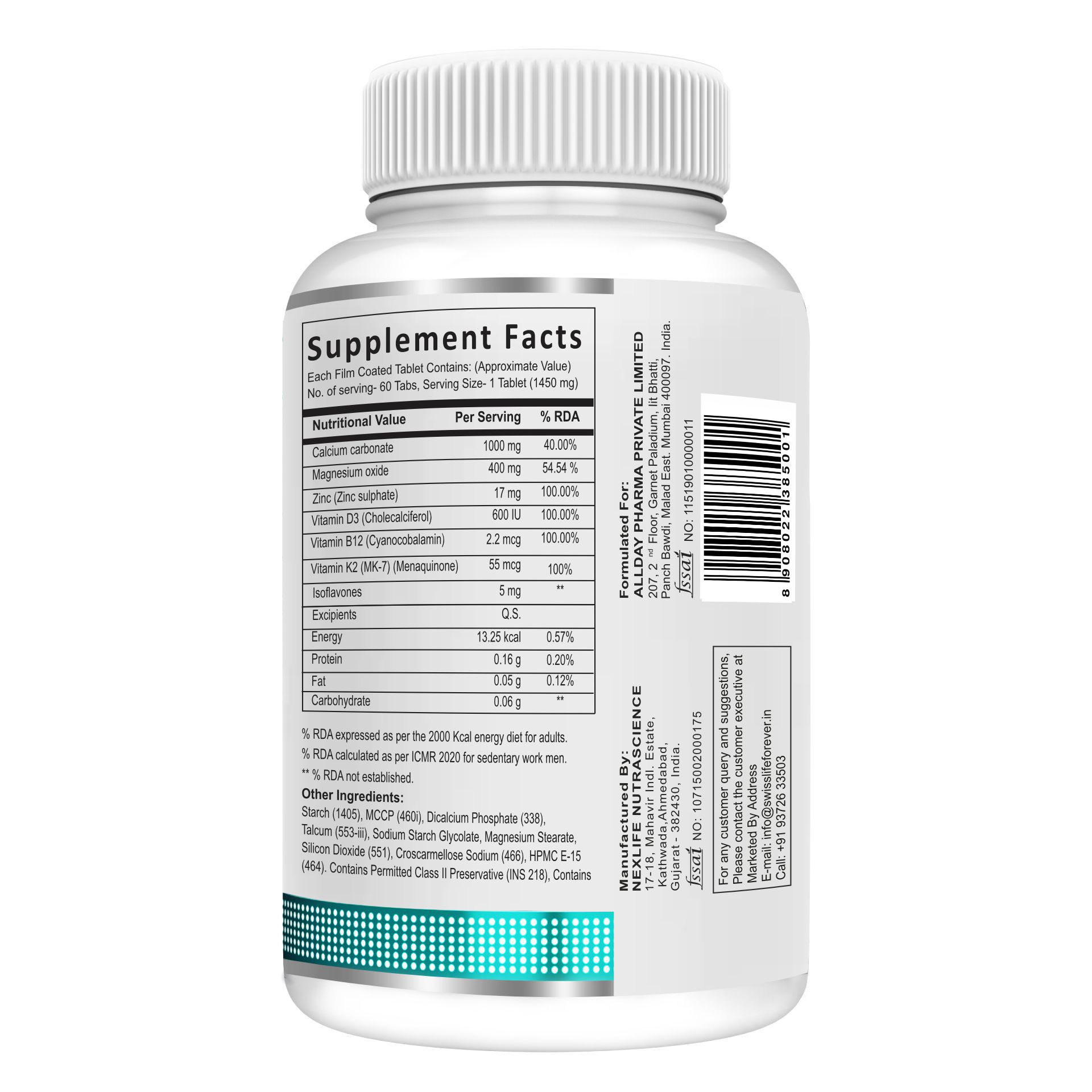 SwissLife Forever Calcium Magnesium Zinc with Vitamin D3, K2 MK7 & B12 | Bone Strength, Immunity & Nerve Health Support | Calcium Supplement for Men & Women | 60 Tablets - Image 3