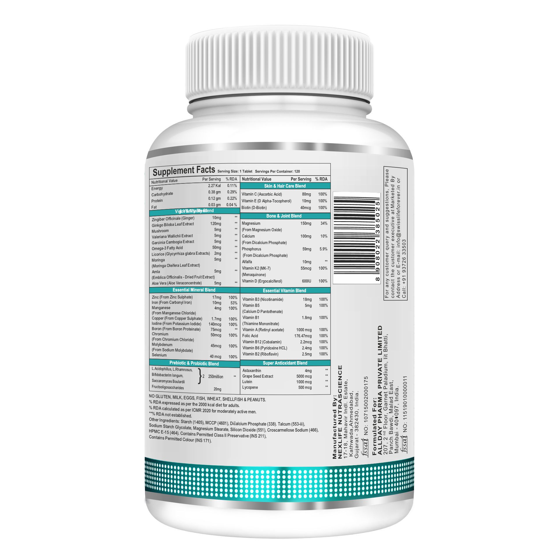 SwissLife Forever Multivitamin with Probiotics | 45 Ingredients with Vitamins A, B Complex, C, D, E, Zinc, Biotin, Minerals & Giloy | For Men & Women | 120 Tablets - Image 3