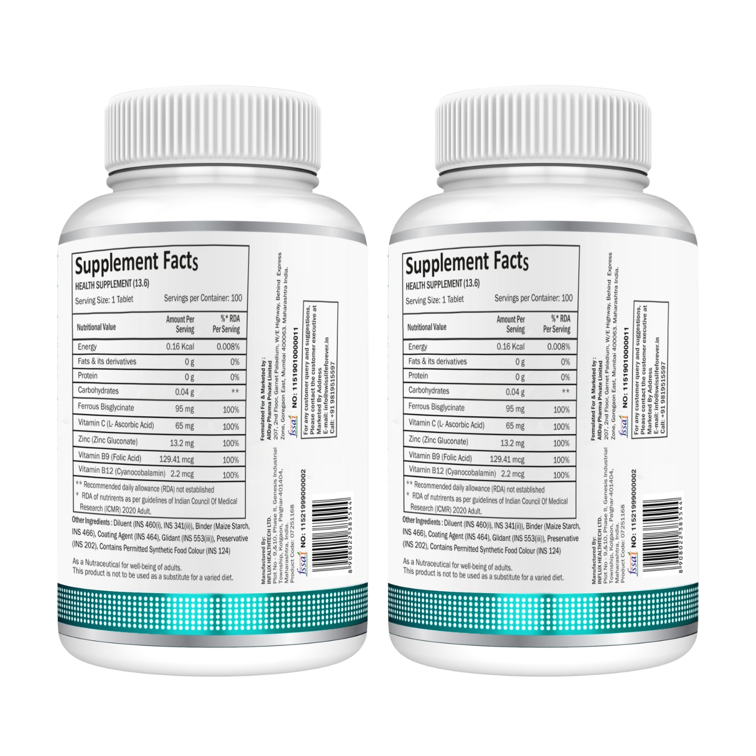 SwissLife Forever Chelated Iron Tablets | Iron, Vitamin C, Zinc, Folic Acid & Vitamin B12 Formula for Anemia Support, Energy, Immunity, and Overall Health for Men & Women | 100 Tablets ( Pack of 2) - Image 2