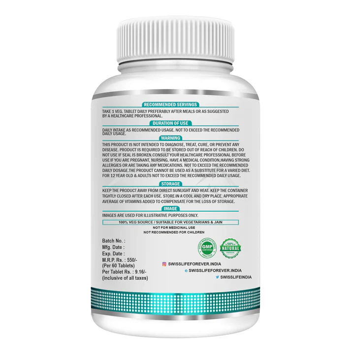 SwissLife Forever Vitamin D3 + K2 (MK7) | Plant-Based Vitamin D3 from Lichen | Supports Immunity, Heart, Muscle & Bone Health | Men & Women | 60 Tablets - Image 3