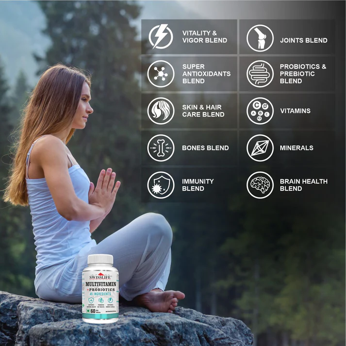 SwissLife Forever Multivitamin with Probiotics | 45 Ingredients with Vitamins A, B Complex, C, D, E, Zinc, Biotin, Minerals & Giloy | For Men & Women | 120 Tablets - Image 5