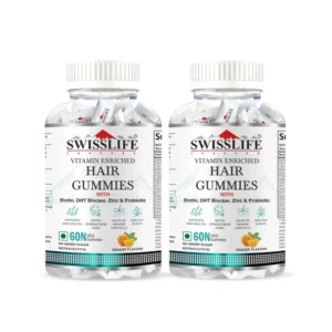 SwissLife Forever Hair Gummies with Biotin, DHT Blocker, Zinc & Probiotics | Supports Hair Growth, Scalp Health & Helps Reduce Hair Fall | For Men & Women | Vitamin-Enriched Gummies | 60 Gummies (Pack of 2)