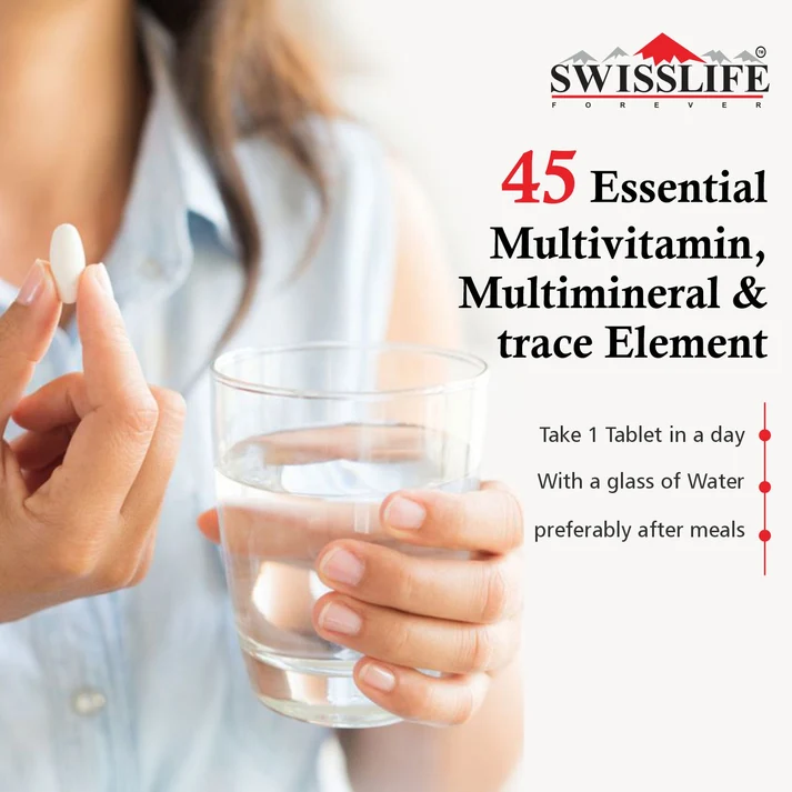 SwissLife Forever Multivitamin with Probiotics | 45 Ingredients with Vitamins A, B Complex, C, D, E, Zinc, Biotin, Minerals & Giloy | For Men & Women | 120 Tablets - Image 7