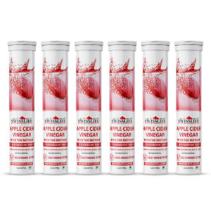 Swisslife Forever Apple Cider Vinegar Effervescent Tablets with Vitamin B6 & B12 | 750 mg | Plant-Based | Supports Digestion & Metabolism | Watermelon Flavour | 15 Tablets (pack of 6)