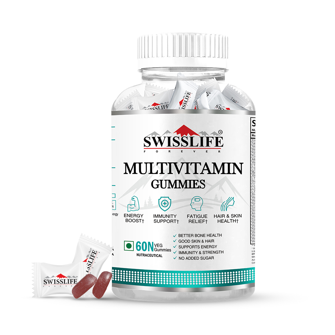 SwissLife Forever Multivitamin Gummies with Folic Acid & Vitamin C | Enriched with Vitamins A, D, E, B6, B9, B12 | Sugar-Free | Supports Immunity & Overall Health 60 Gummies