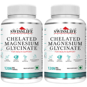 SwissLife Forever Chelated Magnesium Glycinate Tablets | Dietary Supplement with Magnesium & Amino Acids | Supports Bone, Muscle & Heart Health | For Men & Women | 120 Tablets( Pack of 2 )