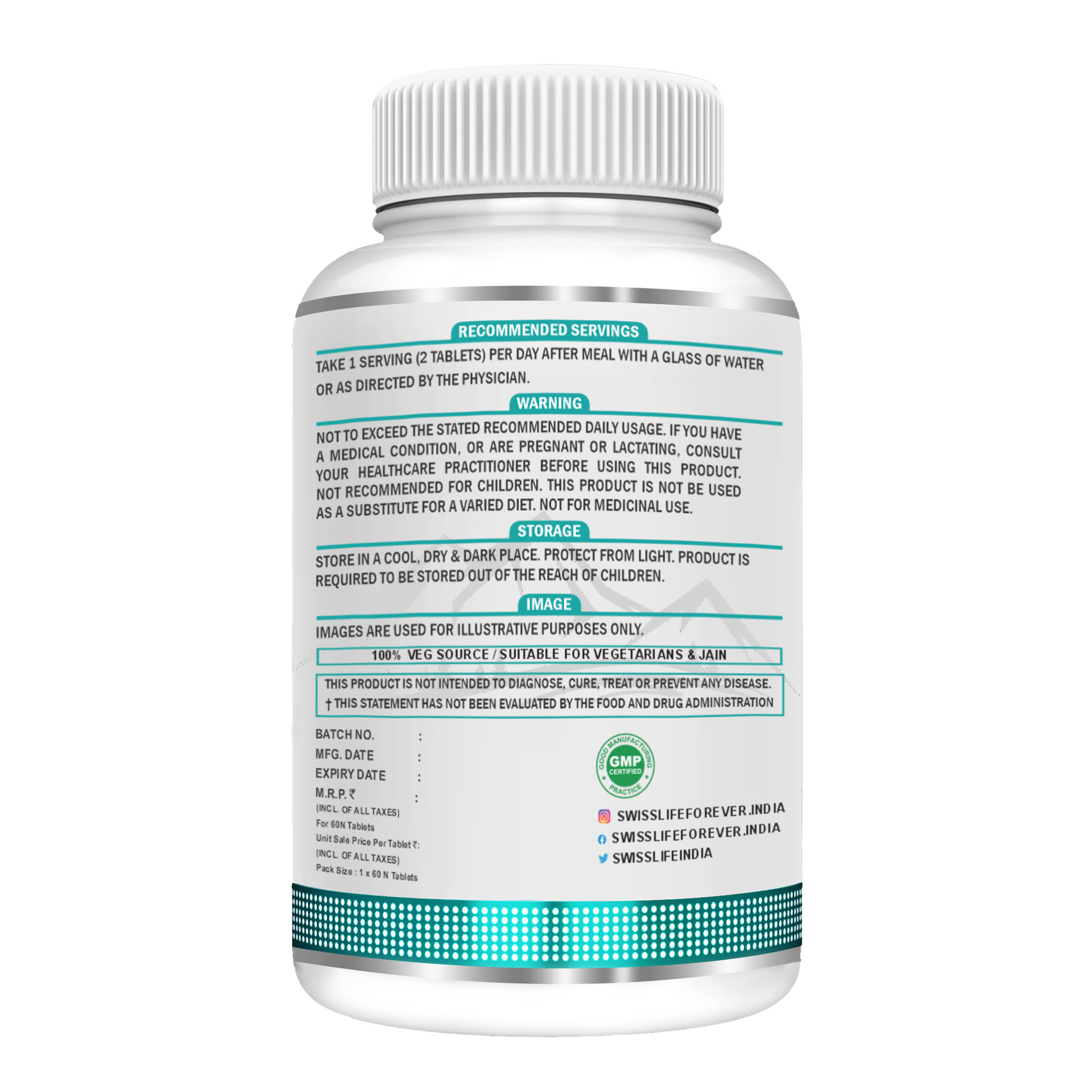 SwissLife Forever Fat Cutter Tablets | Blend of Extract, L-Carnitine Tartrate & Chromium Picolinate | May Support Muscle Recovery & Energy Levels | For Men & Women | 60 Tablets - Image 2