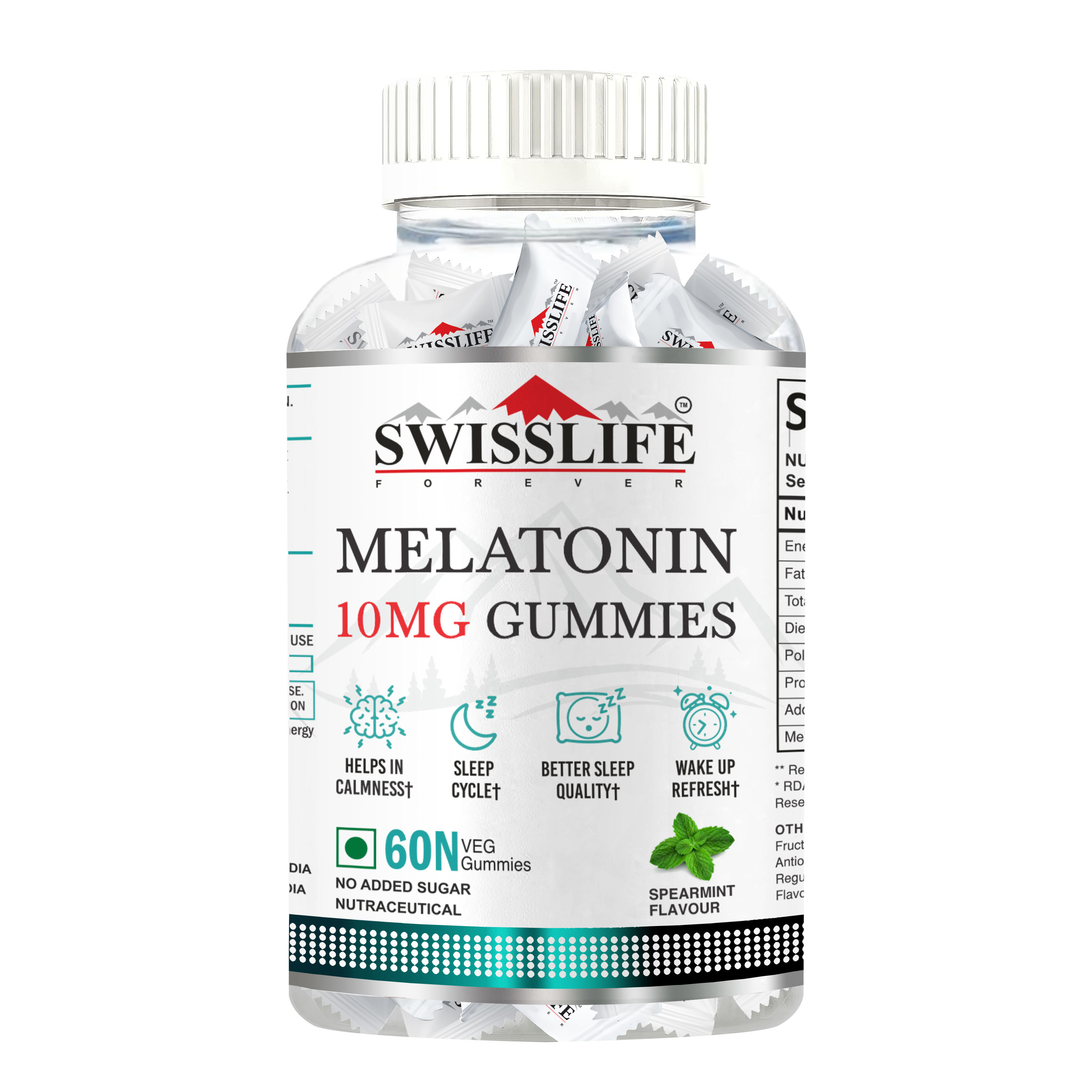 SwissLife Forever | Melatonin 10mg Gummies for Sleep Support for Daily Wellness | For Men & Women | Vegan, Sugar-Free, Non-Habit Forming | 60 Gummies